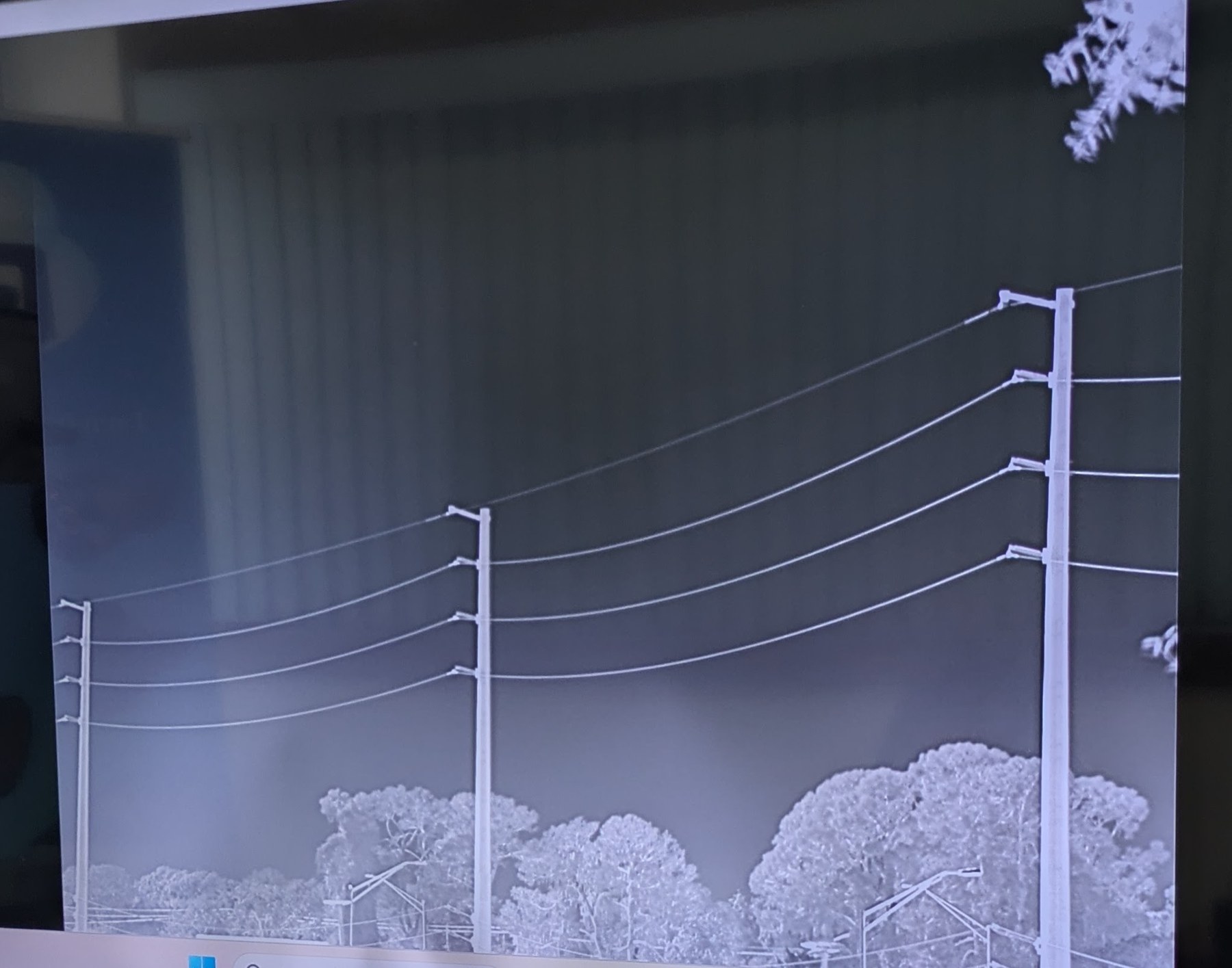Thermal imaging view of power lines