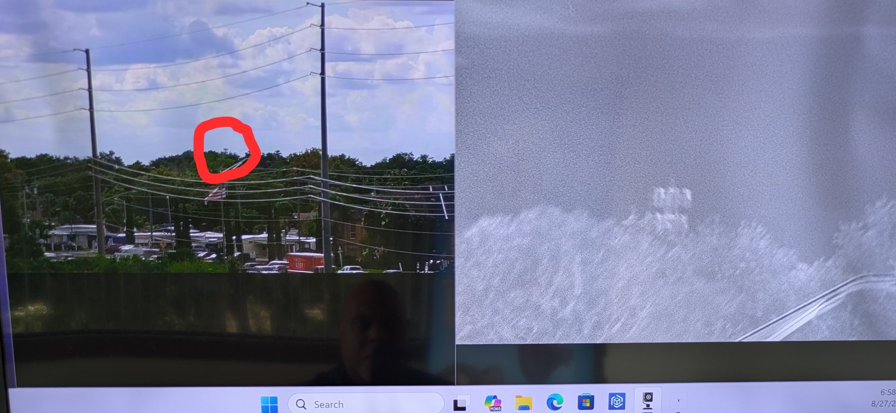 Side-by-side visible and thermal surveillance views