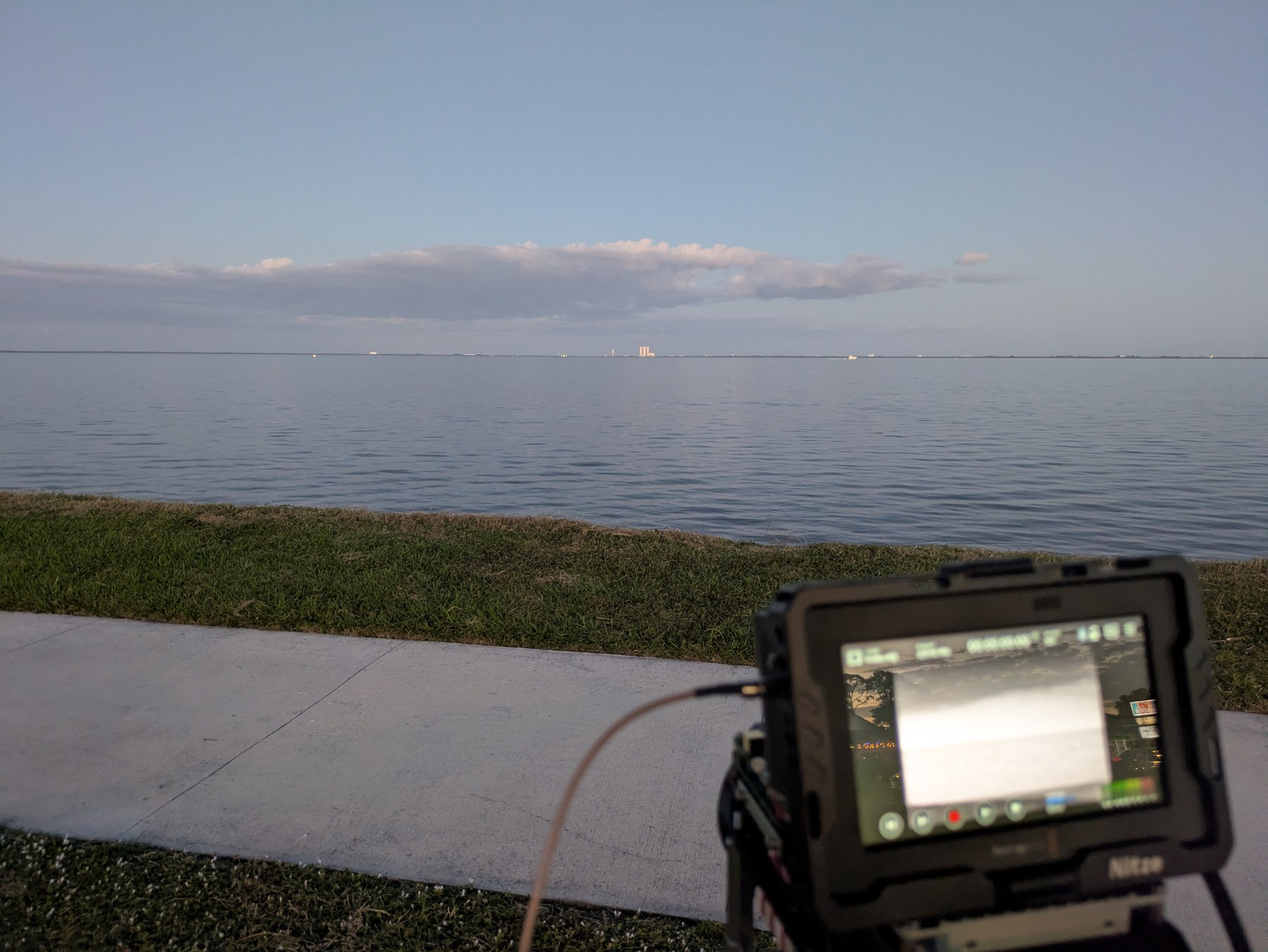 Outdoor imaging equipment overlooking the water